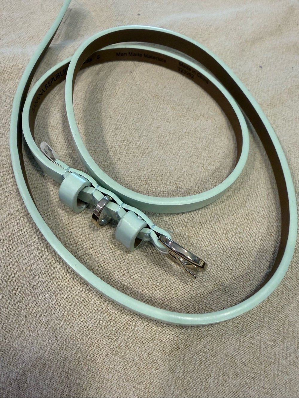 Banana Republic mint green thin faux leather adjustable belt preppy SM